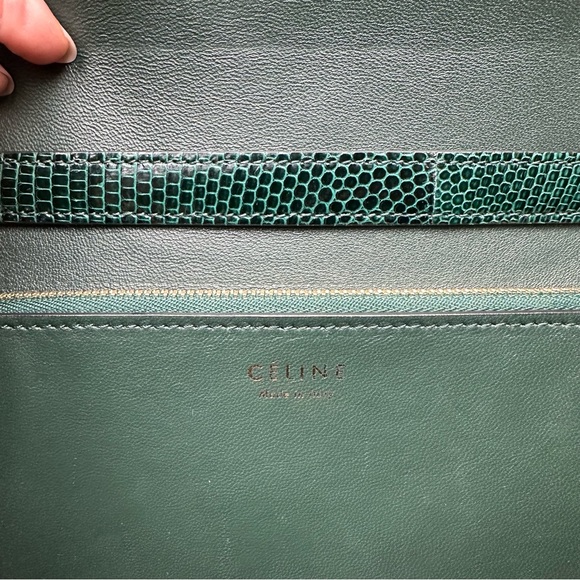 CELINE CLASSIC BOX BAG DARK GREEN LIZARD LEATHER WITH BOX AND DUSTBAG - Picture 15 of 16